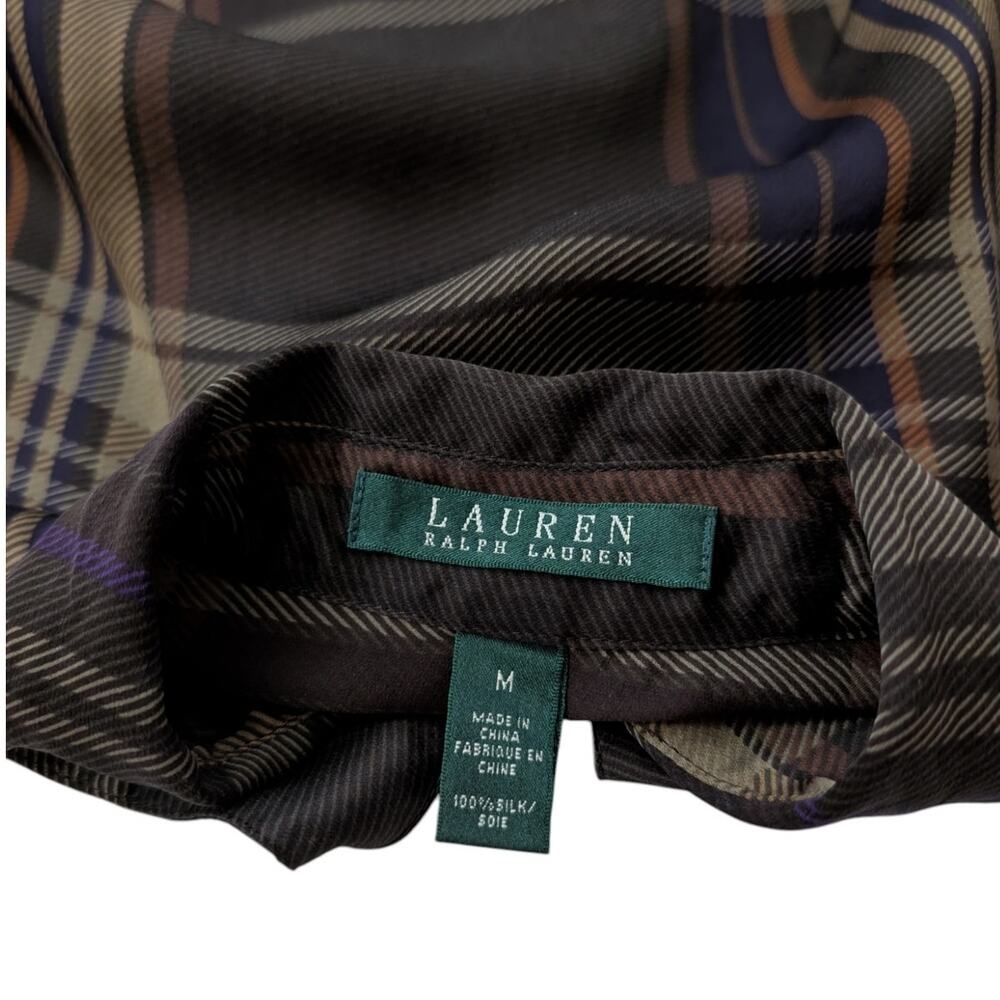 Lauren Ralph Lauren Vintage Silk Plaid Button Down Blouse - Picture 8 of 12